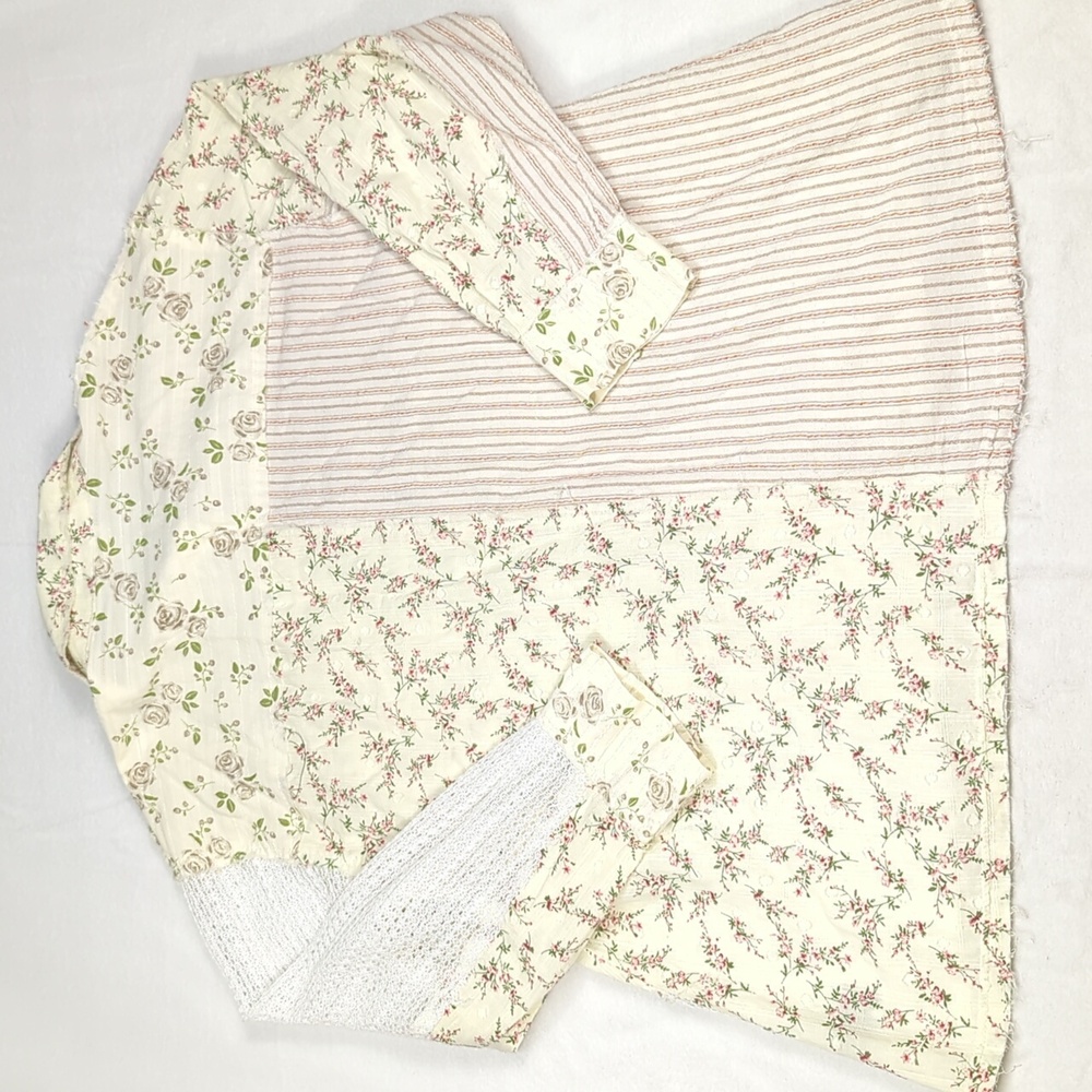 Pol Floral Patchwork Lace Oversize Button Down Bo… - image 5